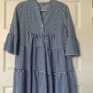SHEIN Blue and White Striped Mini Dress